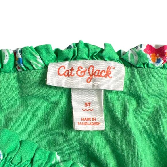 Cat & Jack 5T Toddler Green Floral Smocked Dress - Picture 4 of 5